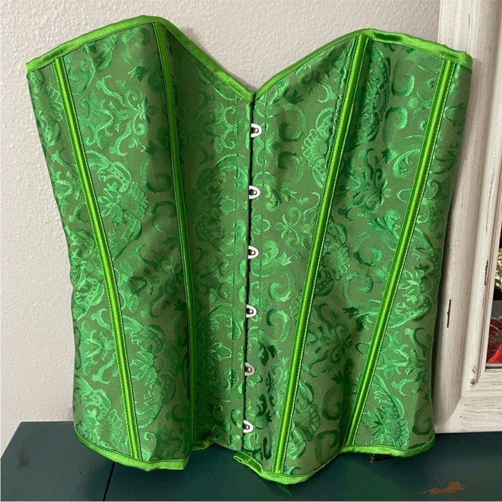 Green Brocade Corset, Size XXL